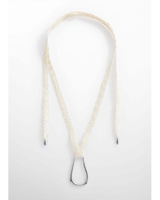 Mango Natural Lace Ribbon Pendant Necklace
