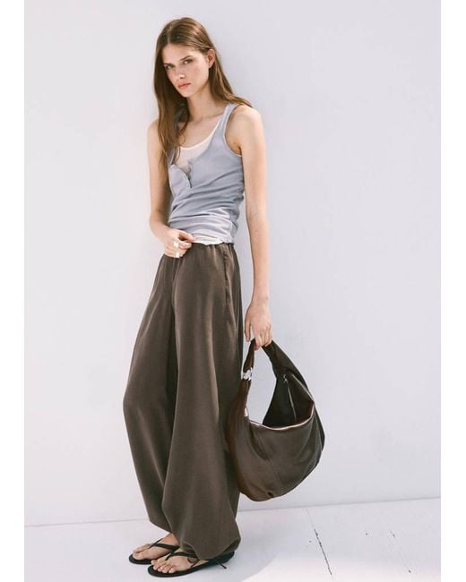 Mango Brown Elastic Waist Harem Pants