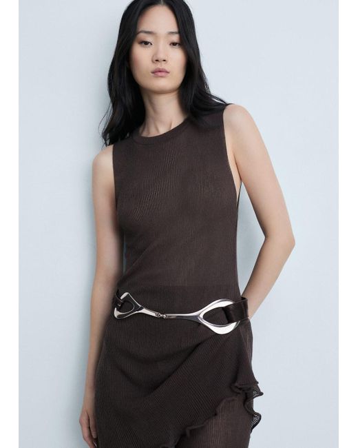 Mango Black Metal Fastening Leather Belt