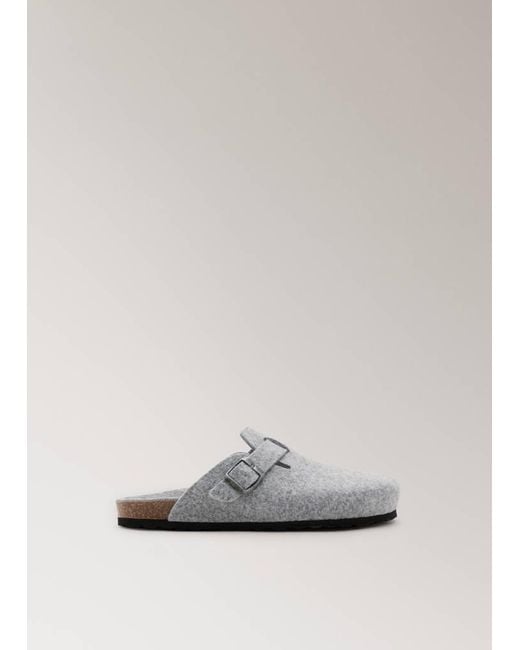 Mango Gray Felt Clog Slippers