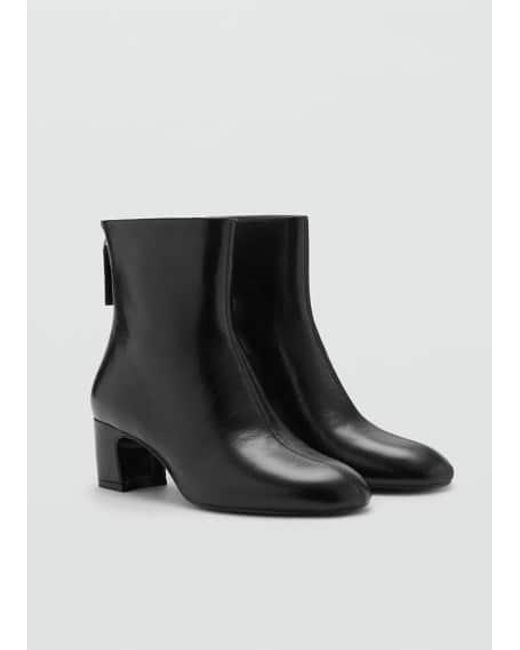 Mango Black Zipped Leather Ankle Boots