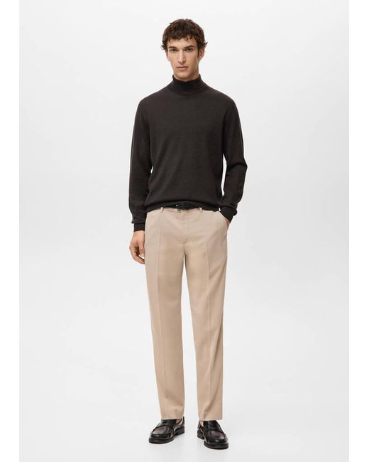 Mango Black 100% Merino Wool Roll Neck Jumper for men