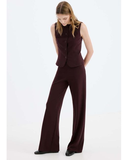 Mango Purple Straight Low-Rise Suit Trousers