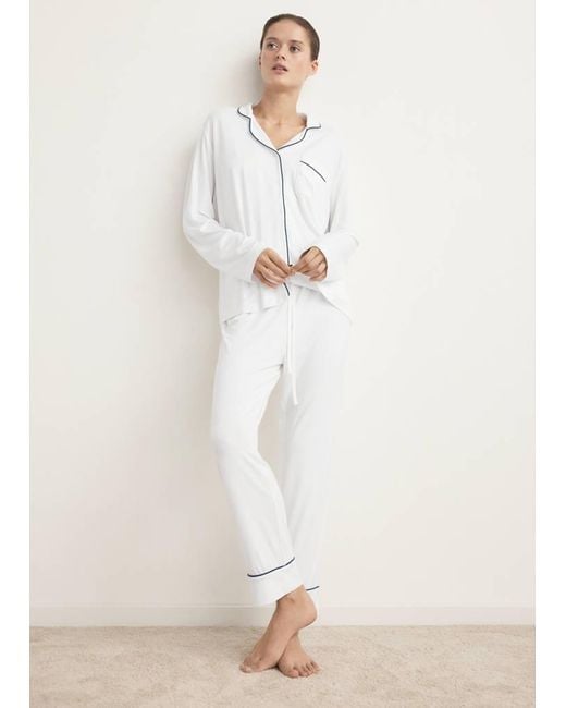 Mango Natural Two-Piece Pyjamas With Piping