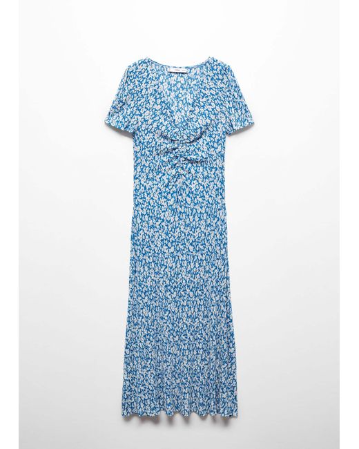 Mango Blue Floral Print Dress