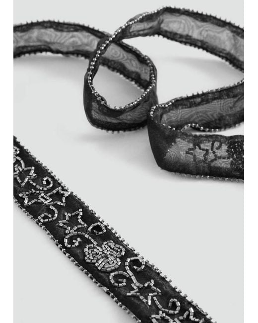 MANGO TEEN Gray Beaded Mesh Collar Necklace