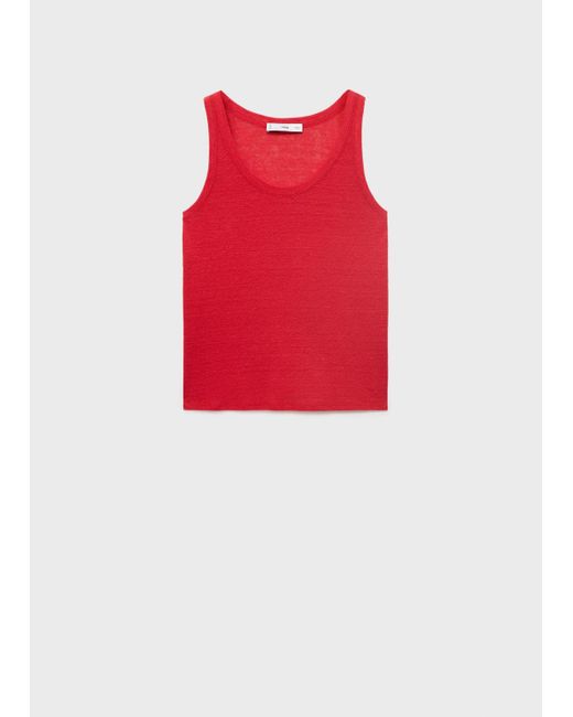 Mango Red Strap Linen Top