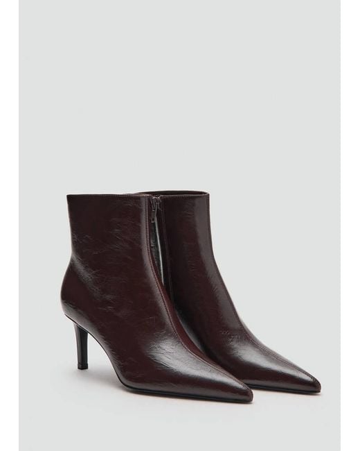 Mango Brown Pointed Heel Ankle Boot