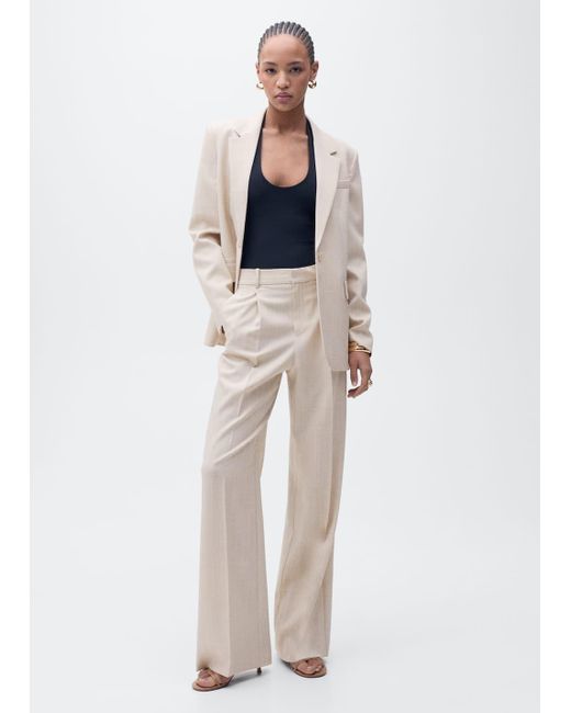 Mango White Structured Suit Jacket