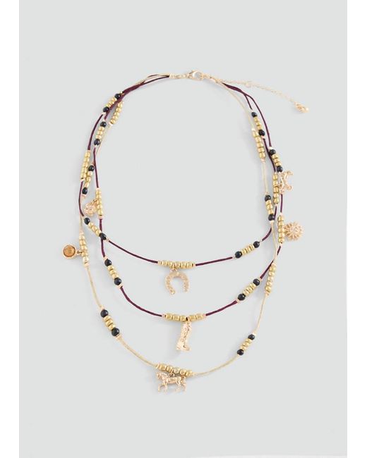 MANGO TEEN White Multichain Bead Necklace