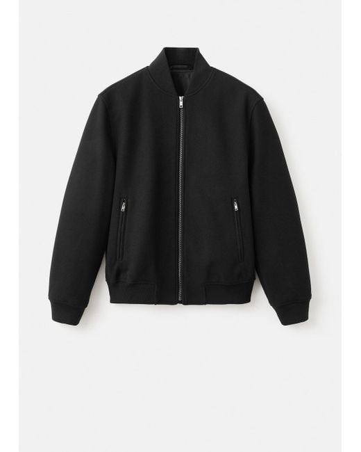 Mango Black Bomber Jacket With Zip for men