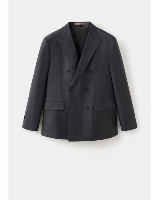 Mango Multicolor 100% Wool Flannel Double-Breasted Jacket for men