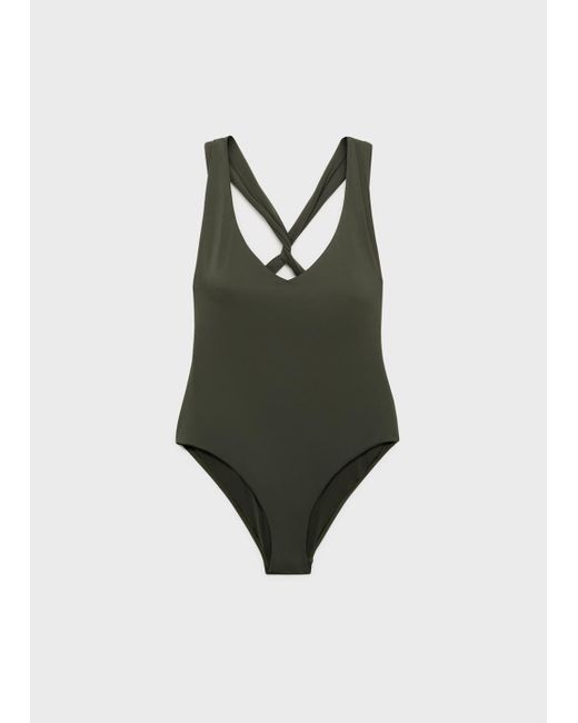 Mango Blue Crossover Back Swimsuit