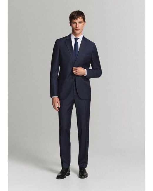 Mango Blue Turin 100% Wool Suit Jacket for men