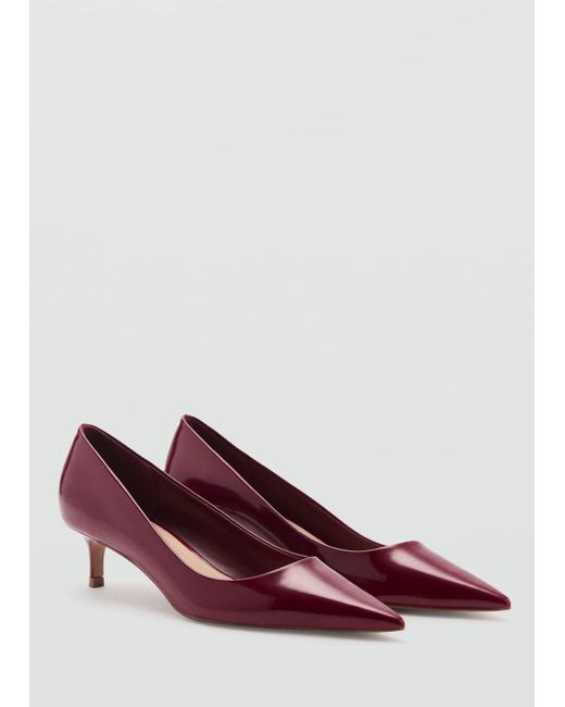Mango Purple Kitten-Heel Pointed-Toe Shoes With Patent Leather Effect