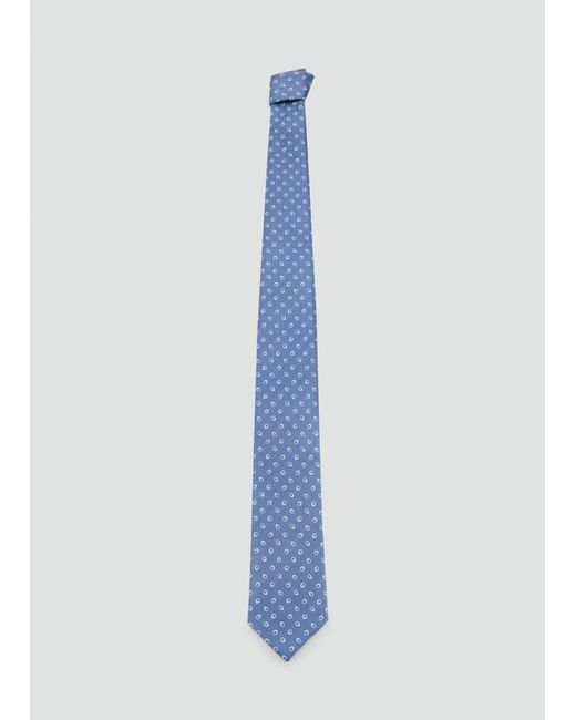 Mango Blue Printed Silk Tie for men