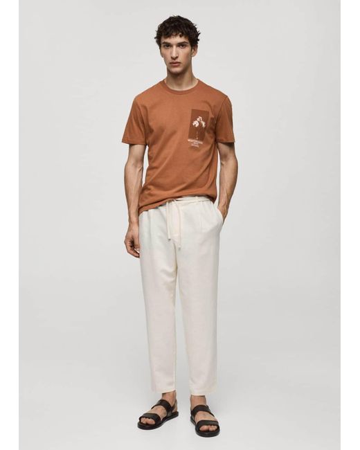 T-shirt slim-fit 100% cotone stampa di Mango in White da Uomo
