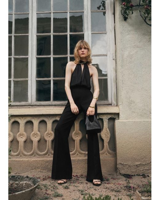Mango Black Halter-Neck Jumpsuit With Scarf