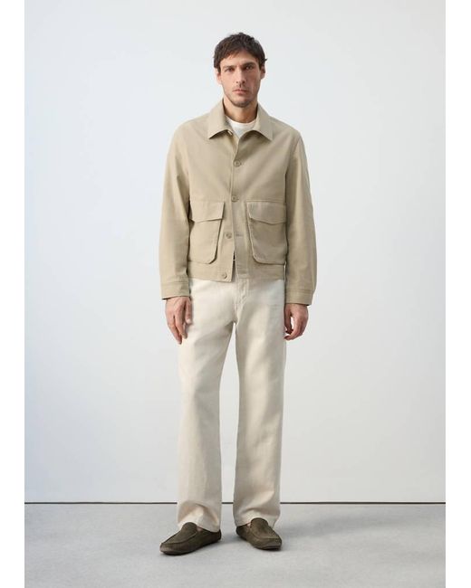 Mango White Lightweight Cotton Lyocell Jacket for men