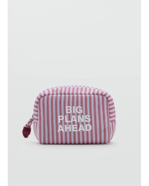 MANGO TEEN Purple Striped Cotton Wash Bag
