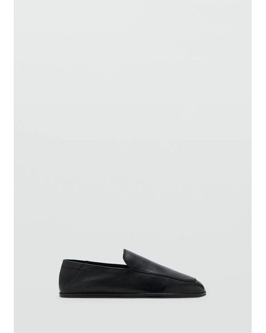 Mango Black Leather Loafers for men