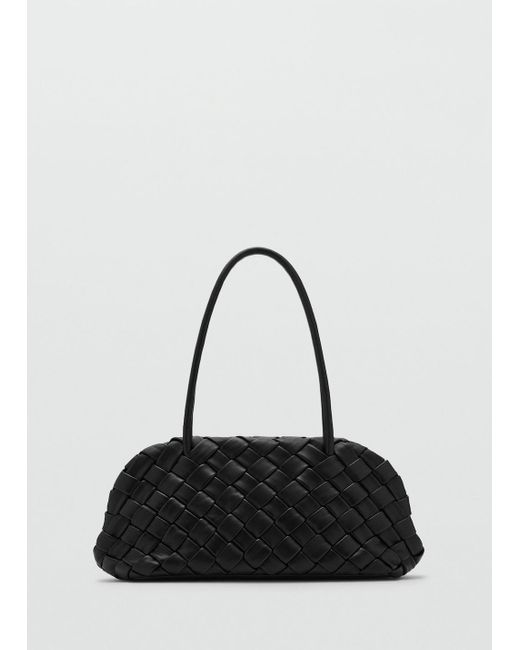 Mango Blue Braided Leather Shoulder Bag