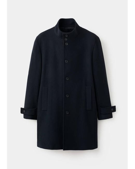 Mango Black Wool Funnel Neck Coat for men