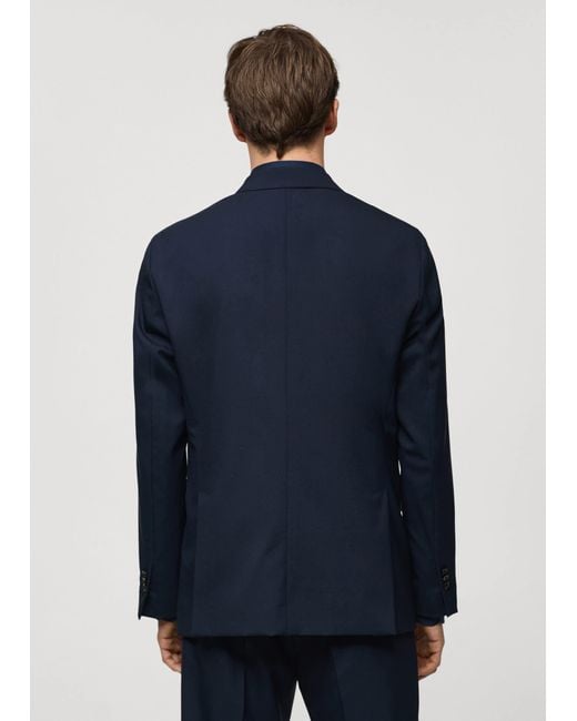 Mango Blue 100% Virgin Wool Slim-fit Suit Jacket Dark for men