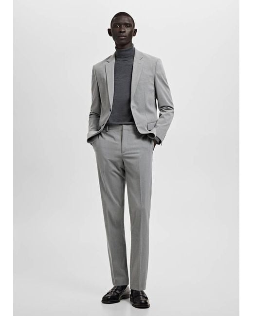 Mango Gray Stretch Fabric Super Slim-Fit Suit Trousers for men