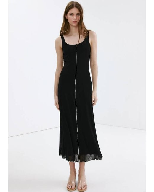 Mango Black Knit Dress With Contrasting Seam Detail