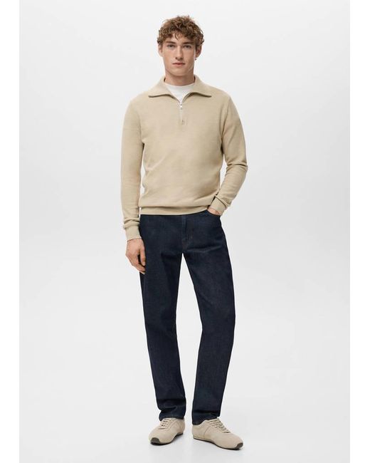Mango Natural Microstructure Sweater With Zipper Collar for men