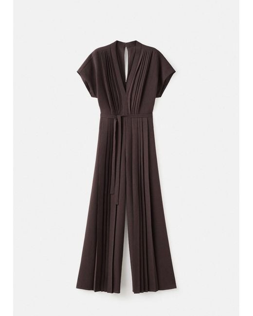 Mango White Pleated Jumpsuit With Belt