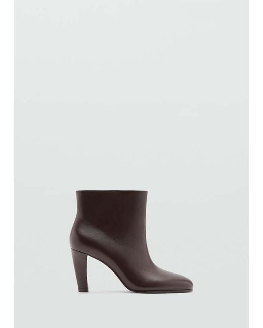Mango White Leather Heeled Boots