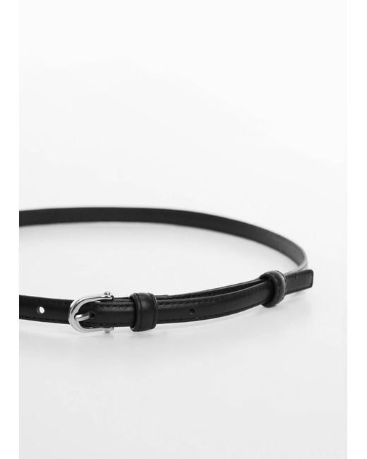 Mango Black Buckle Leather Belt