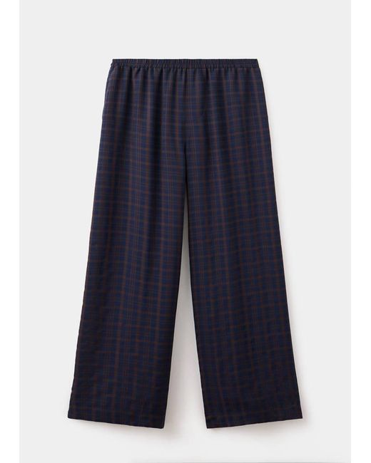 Mango Blue Straight Checked Trousers
