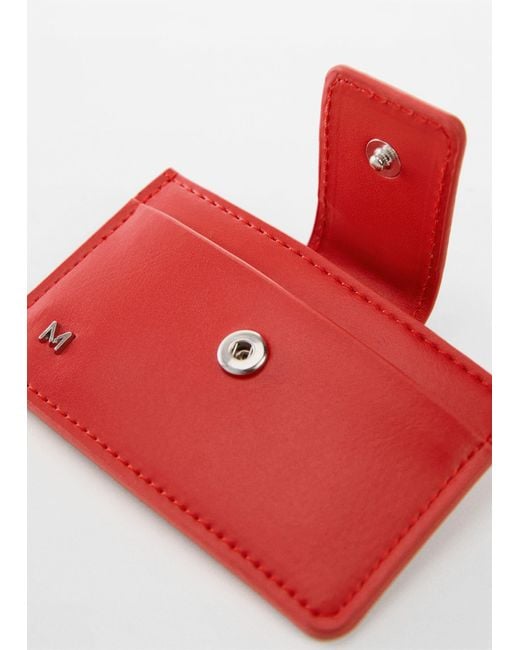 Mango Red Card Holder With Flap And Logo