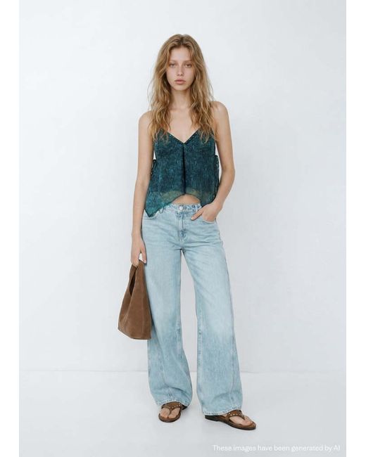 MANGO TEEN Blue Printed Strap Top