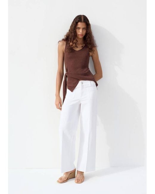 Mango Natural Wide Leg Jeans With Pockets
