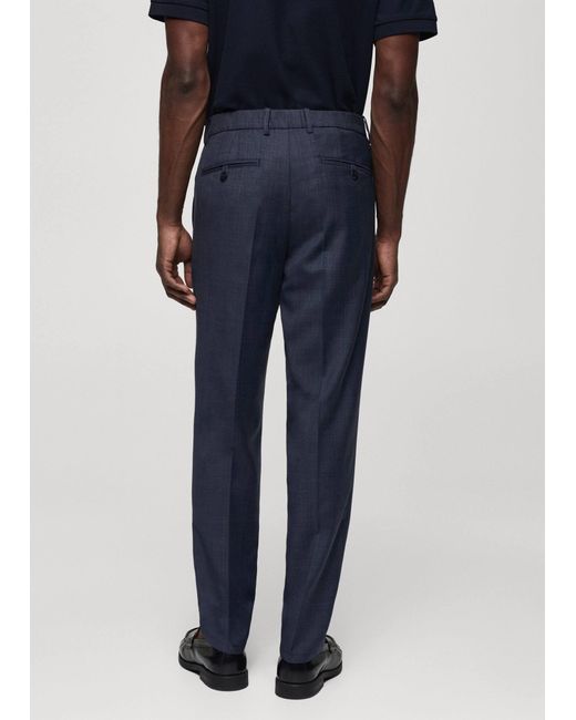 Mango Blue Cold Wool Trousers With Pleat Detail Ink for men
