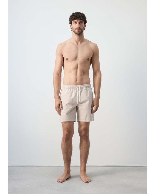 Mango White Seersucker Swimming Trunks for men