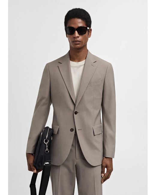 Mango Natural Slim Fit Cold Wool Suit Jacket for men
