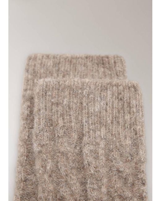 Mango Brown Chunky-Knitted Braided Socks