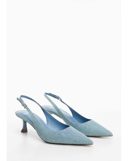 Mango Blue High-heeled Denim Shoes Medium