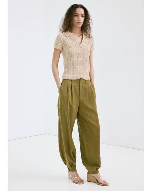 Mango White Knitted Polo-Neck Sweater
