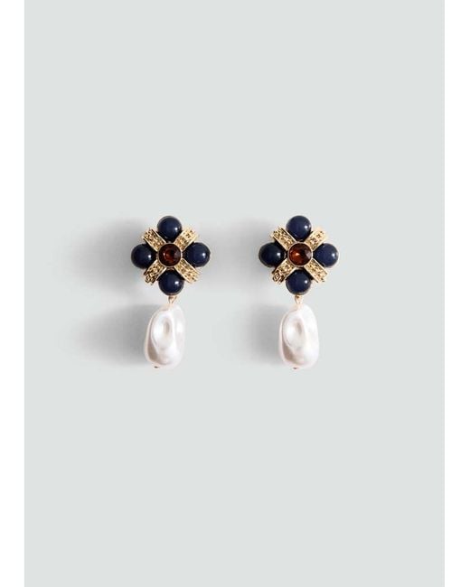 Mango Metallic Pearl Dangle Earrings