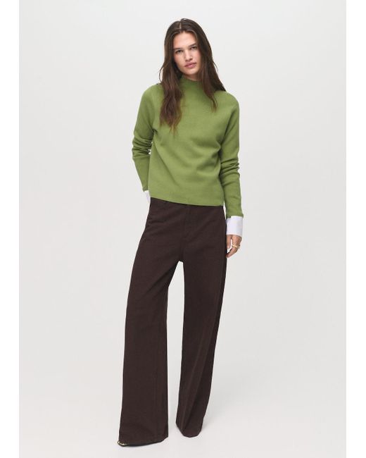 Mango Green Strickpullover Mit Halbhohem Kragen