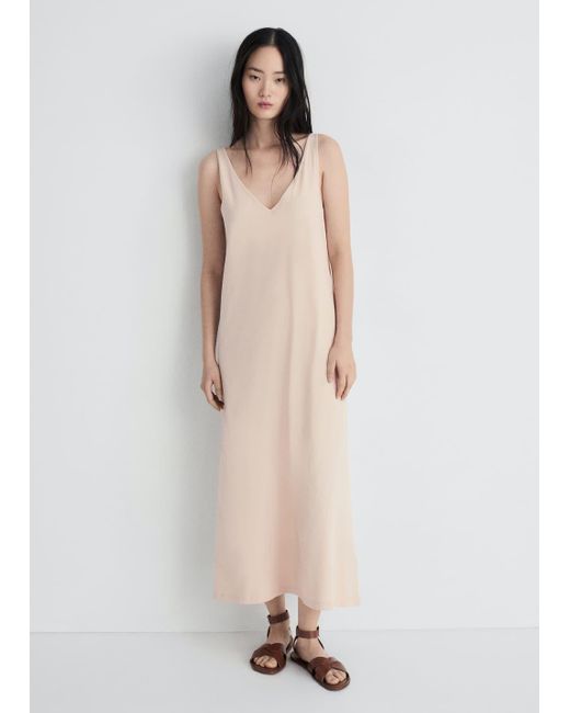 Mango White Cotton Dress With Soft Finish