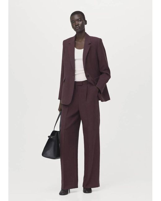 Mango Purple Lyocell Suit Blazer