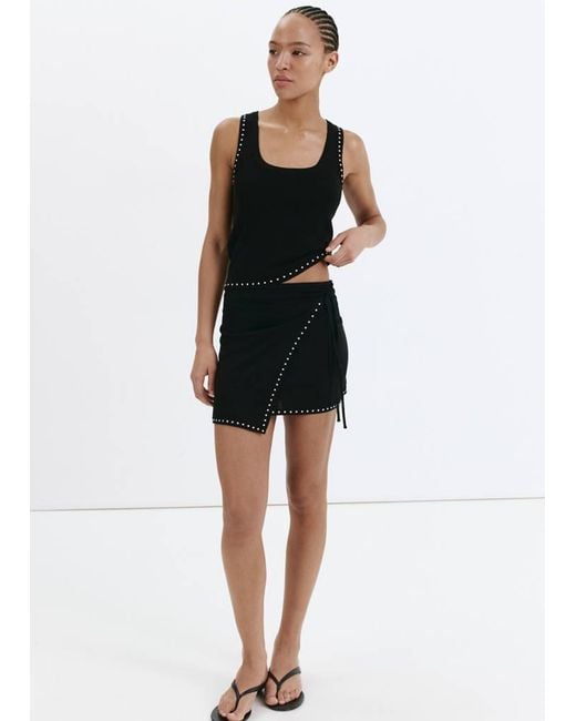 Mango Black Strappy Top With Studded Detail