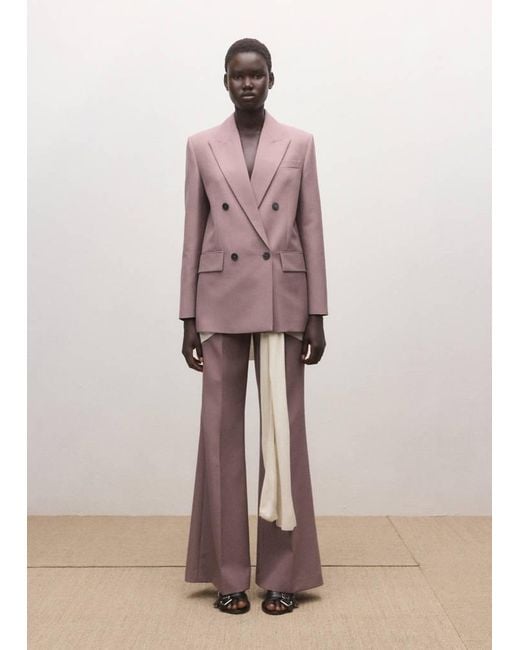 Mango Pink Double-Breasted Wool Suit Jacket